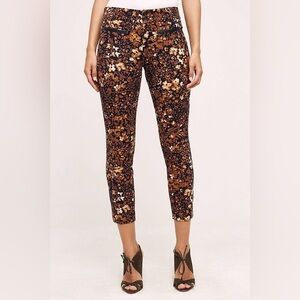 Anthropologie| The Essential Slim Trousers Brown/Navy/White Floral Pants Sz 0